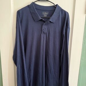 L.L. Bean Men's Classic Blue Pima Cotton LS Polo Shirt